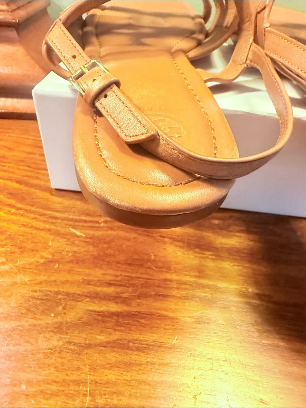 Tory Burch Cognac Leather Cutout Slingback Sandals Size 8